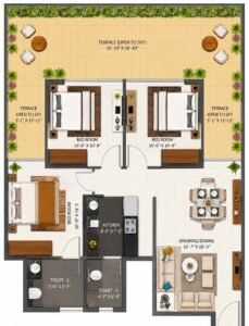 ROF Antares 3BHK Floor Plan - Affordable Layout
